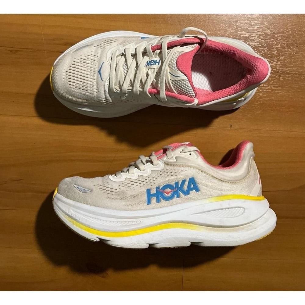 Womens HOKA Bondi 9 Walking Running Lace Up Sneakers Shoes